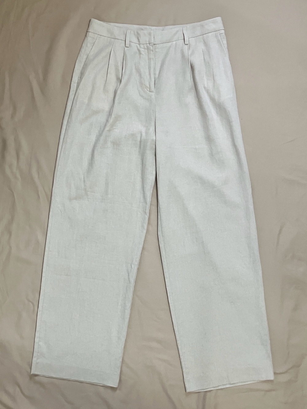 Joe Fresh Pleated Off White Linen Blend Wide Leg Trousers w/ pockets Size 10 NWT